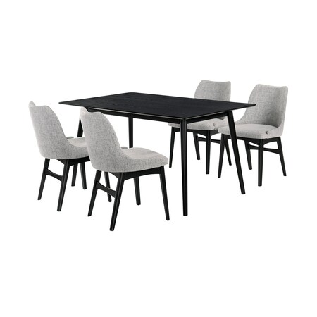 Armen Living Westmont and Azalea Gray and Black Wood 5 Piece Dining Set SETWEDI5AZBLGR